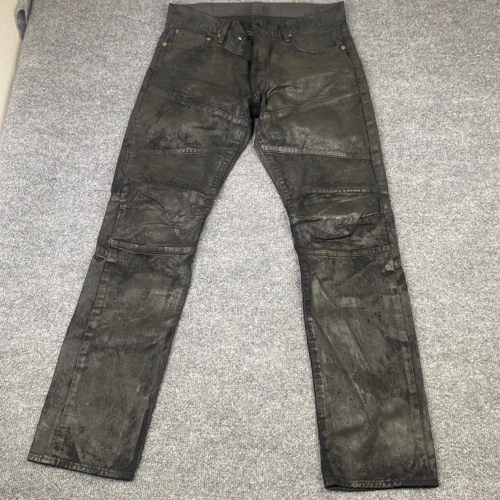 Denim & Supply Ralph Lauren Slim Coated Waxed Moto Jeans Black 33/32 RL67